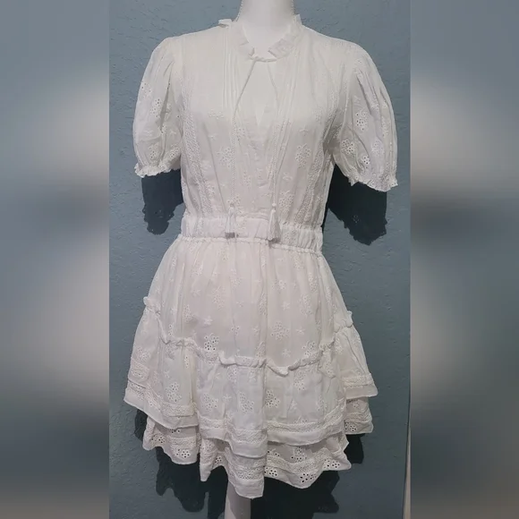 Mable White Eyelet Ruffle Mini Dress - Picture 7 of 16